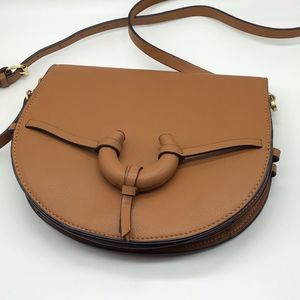 Zara Crossbody Bag Tan Purse  Circle Equestrian Horseshoe Embellishment
